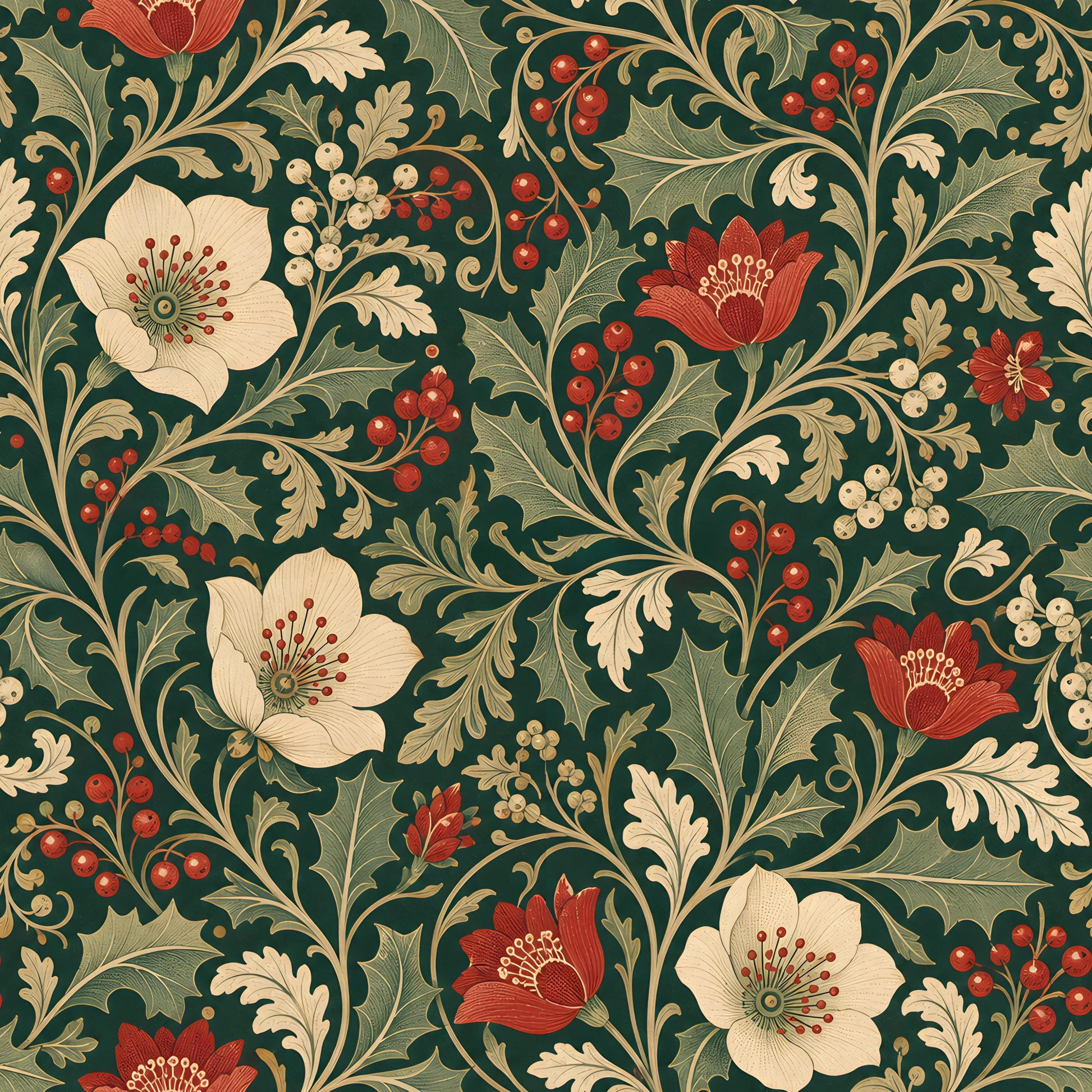 Victorian Christmas Floral Fabric - Shop now at American Fabric Prints