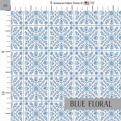 Elegant Blue Floral Quilting Fabric | Dutch Fabric Patterns | Choose Your Patterns | Fabric by the Yard | by American Fabric Prints | Hearts