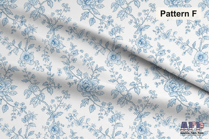 Blue Chinoiserie Toile De Jouy 3 Fabric Bundle Set - Shop now at American Fabric Prints