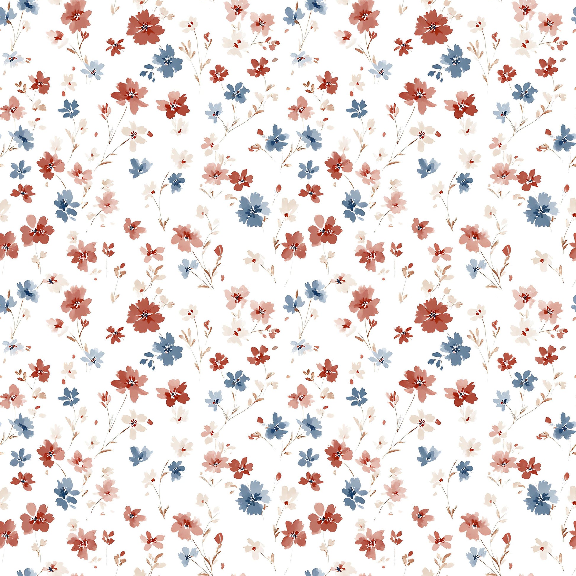 Farmhouse Patriotic Floral Fabric - Shop now at American Fabric Prints