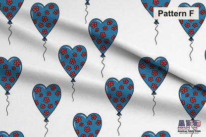 Valentine Hearts Fabric Collection. Pattern F Shown. Shop now at American Fabric Prints.