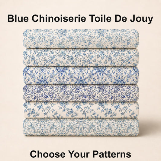 Blue Chinoiserie Toile De Jouy Fabric Bundle Set - Shop now at American Fabric Prints