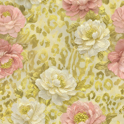 Gold Leopard Floral Fabric - Shop now at American Fabric Prints