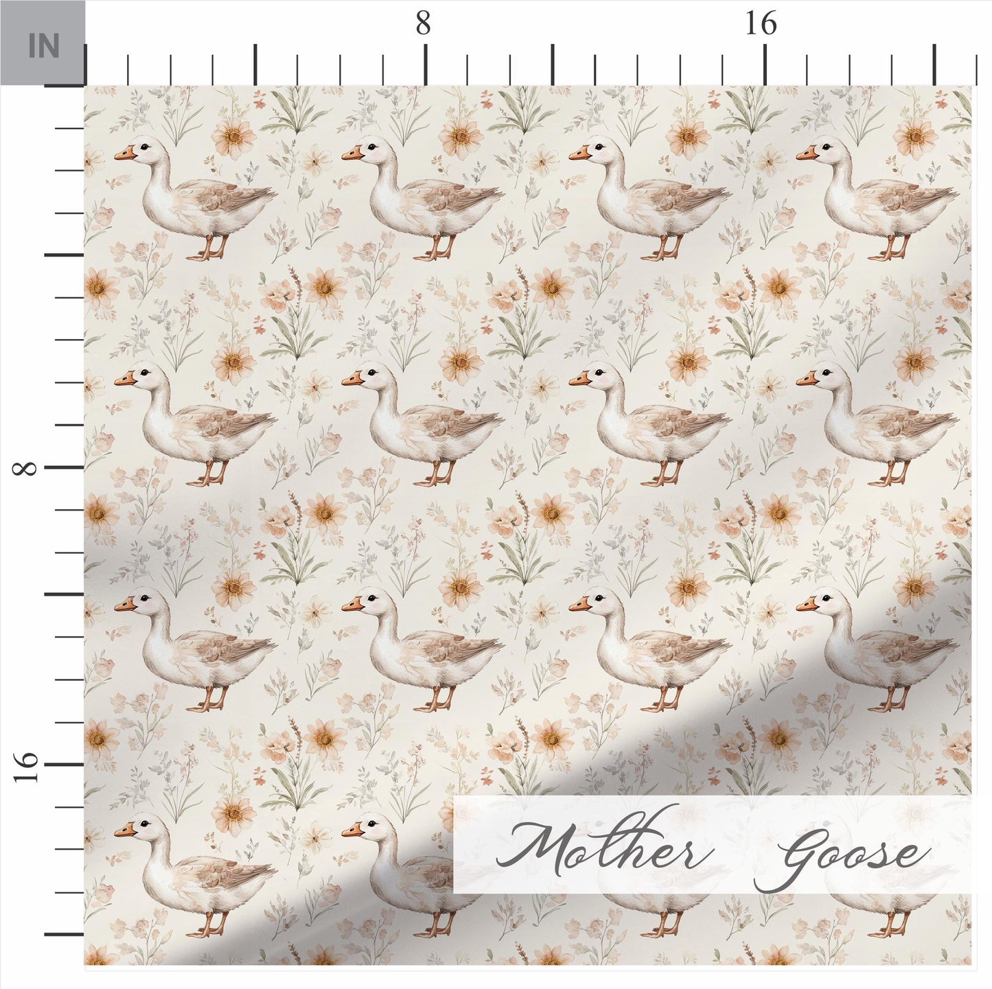 Mother Goose Floral Fabric | Premium Cotton Quilt Fabric | Goose Floral Pattern | Made in the USA | American Fabric Prints | Boho Goose