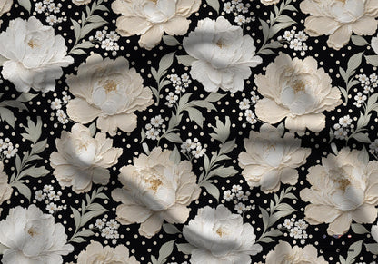 Black Peony Polka Dot Fabric - Shop now at American Fabric Prints