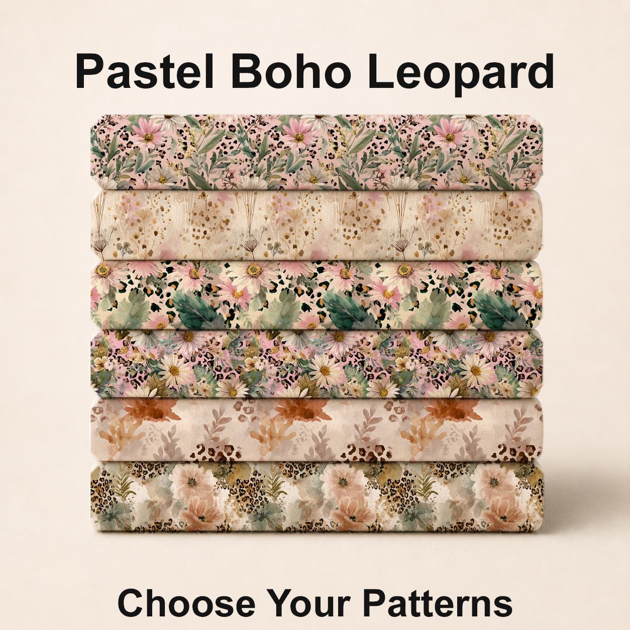 Pastel Boho Leopard Fabric Bundle Set - Shop now at American Fabric Prints