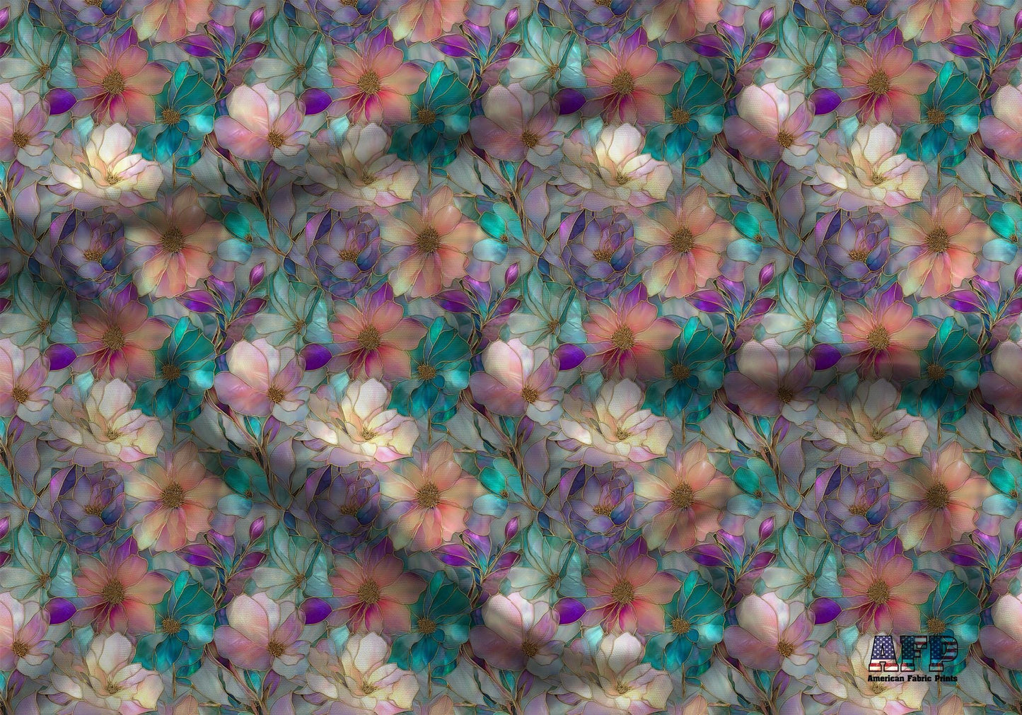 Stain Glass Flowers Fabric - Shop now at American Fabric Prints
