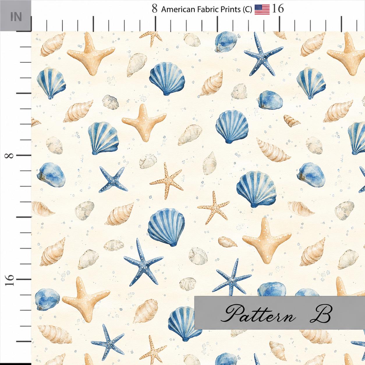 Starfish and Seashells Quilt Fabric. Shop now at American Fabric Prints.