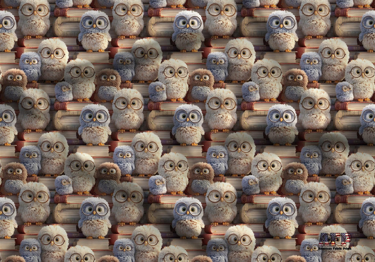 3D Book Owl Fabric - Shop now at American Fabric Prints