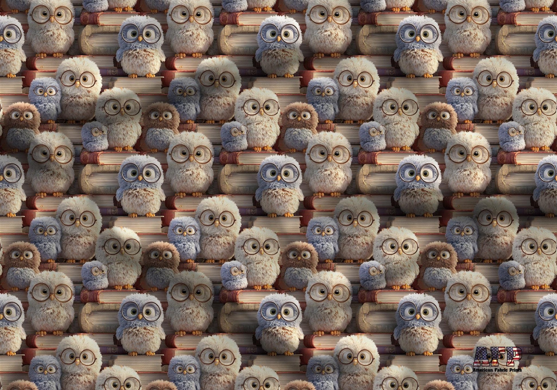 3D Book Owl Fabric - Shop now at American Fabric Prints
