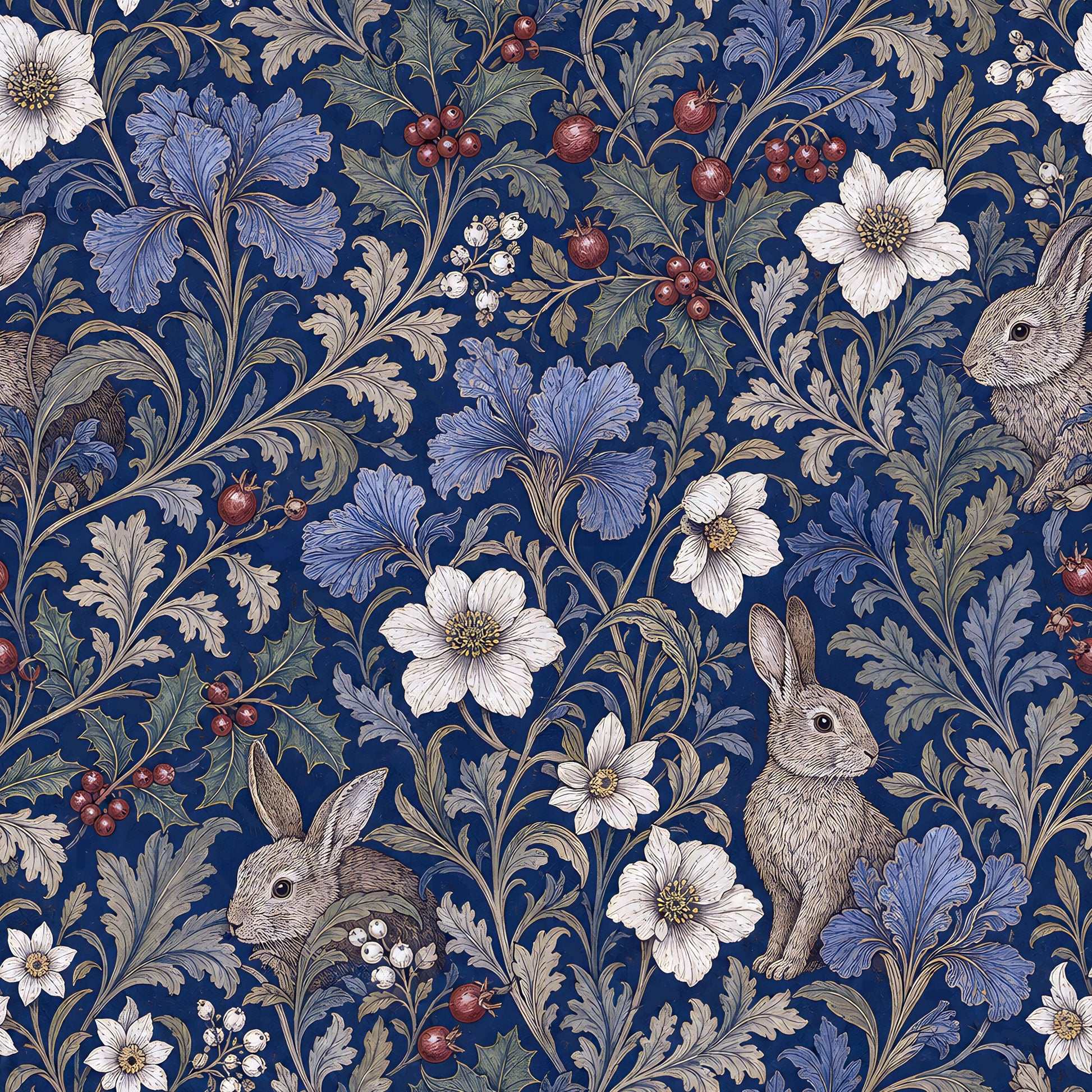 Vintage Floral Bunny Fabric - Shop now at American Fabric Prints