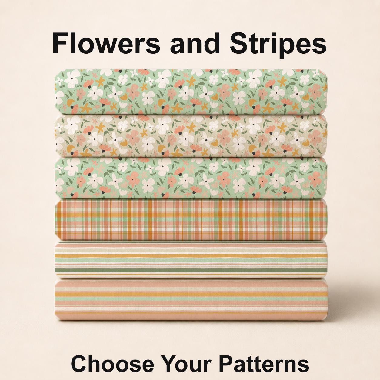 Flowers and Stripes Fabric Bundle Set - Shop now at American Fabric Prints