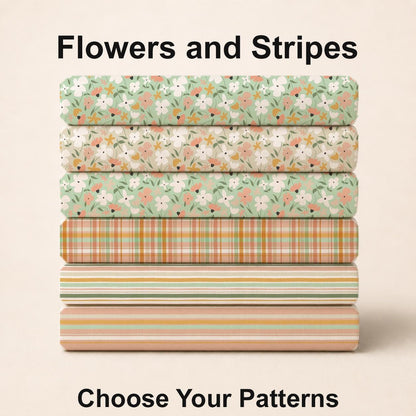 Flowers and Stripes Fabric Bundle Set - Shop now at American Fabric Prints