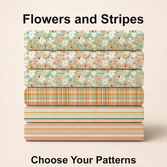 Flowers and Stripes Fabric Bundle Set - Shop now at American Fabric Prints