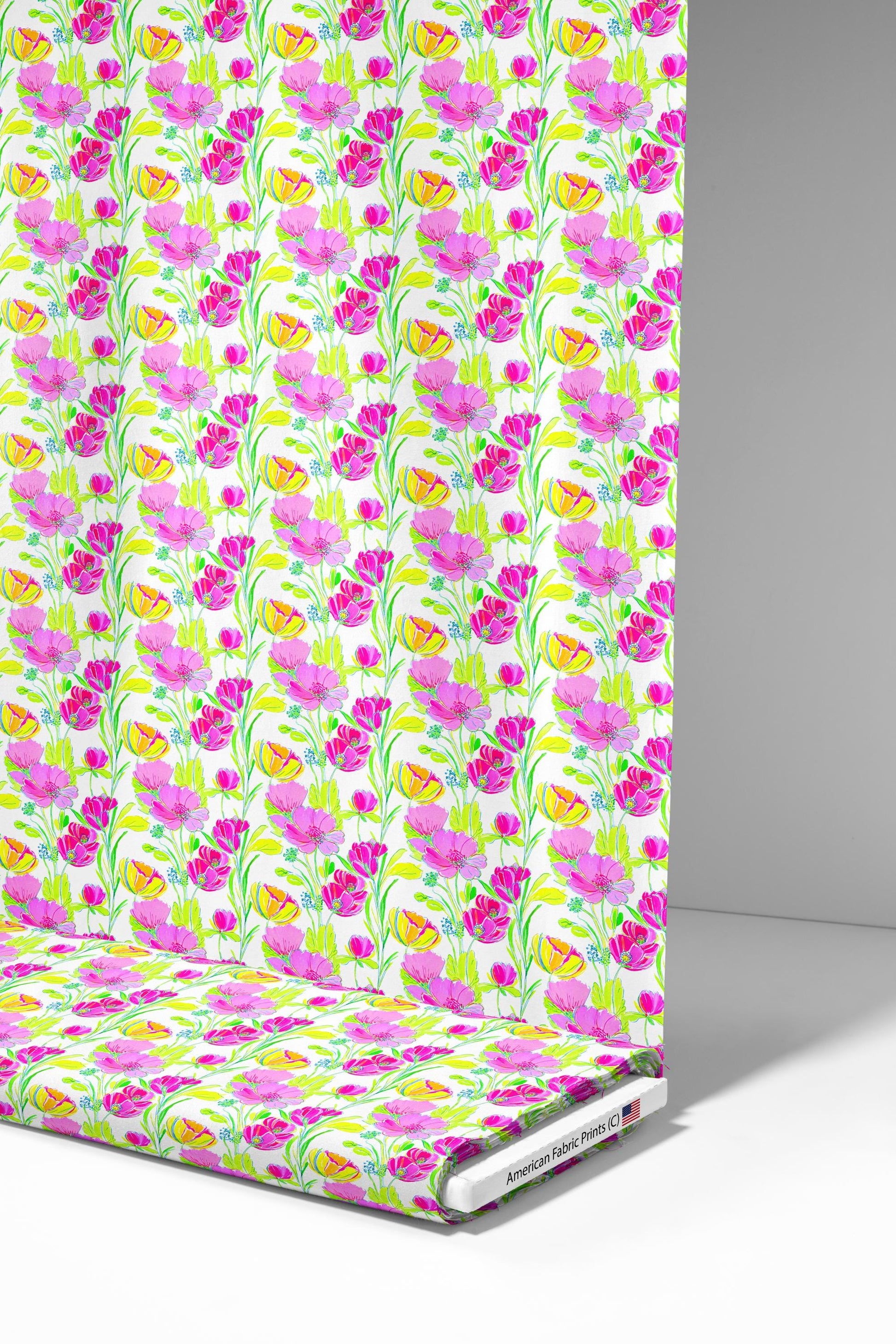 Bright Flowers Fabric - Shop now at American Fabric Prints