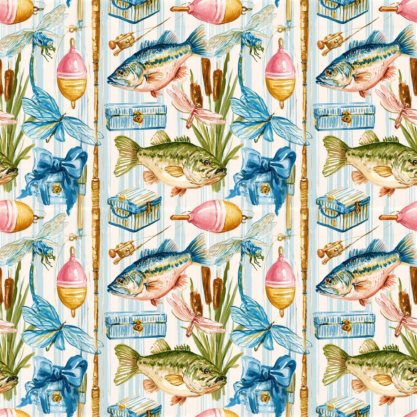 Preppy Fishing Fabric - Shop now at American Fabric Prints