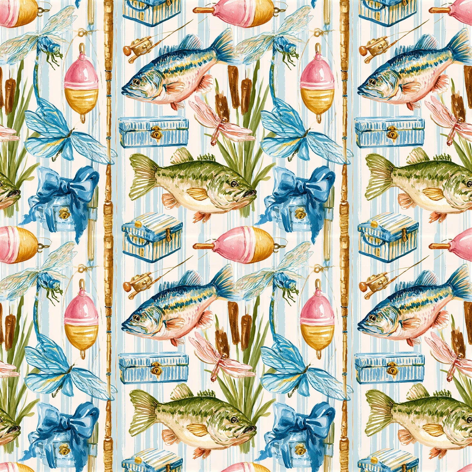 Preppy Fishing Fabric - Shop now at American Fabric Prints