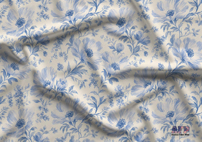 Blue Watercolor Anemone Floral Fabric - Shop now at American Fabric Prints