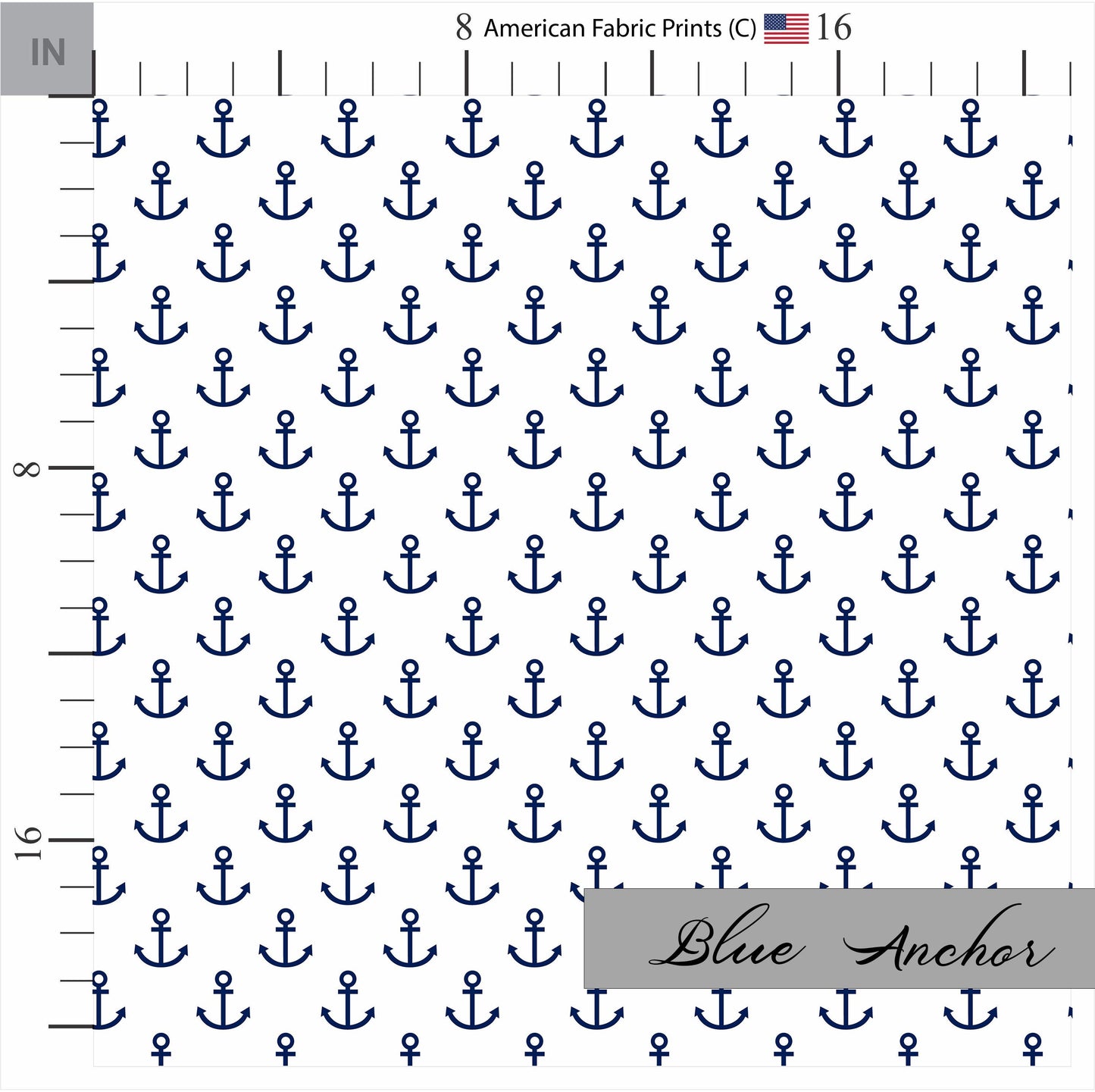 Nautical Anchor Quilt Pattern Fabric. Made in the USA by American Fabric Prints.