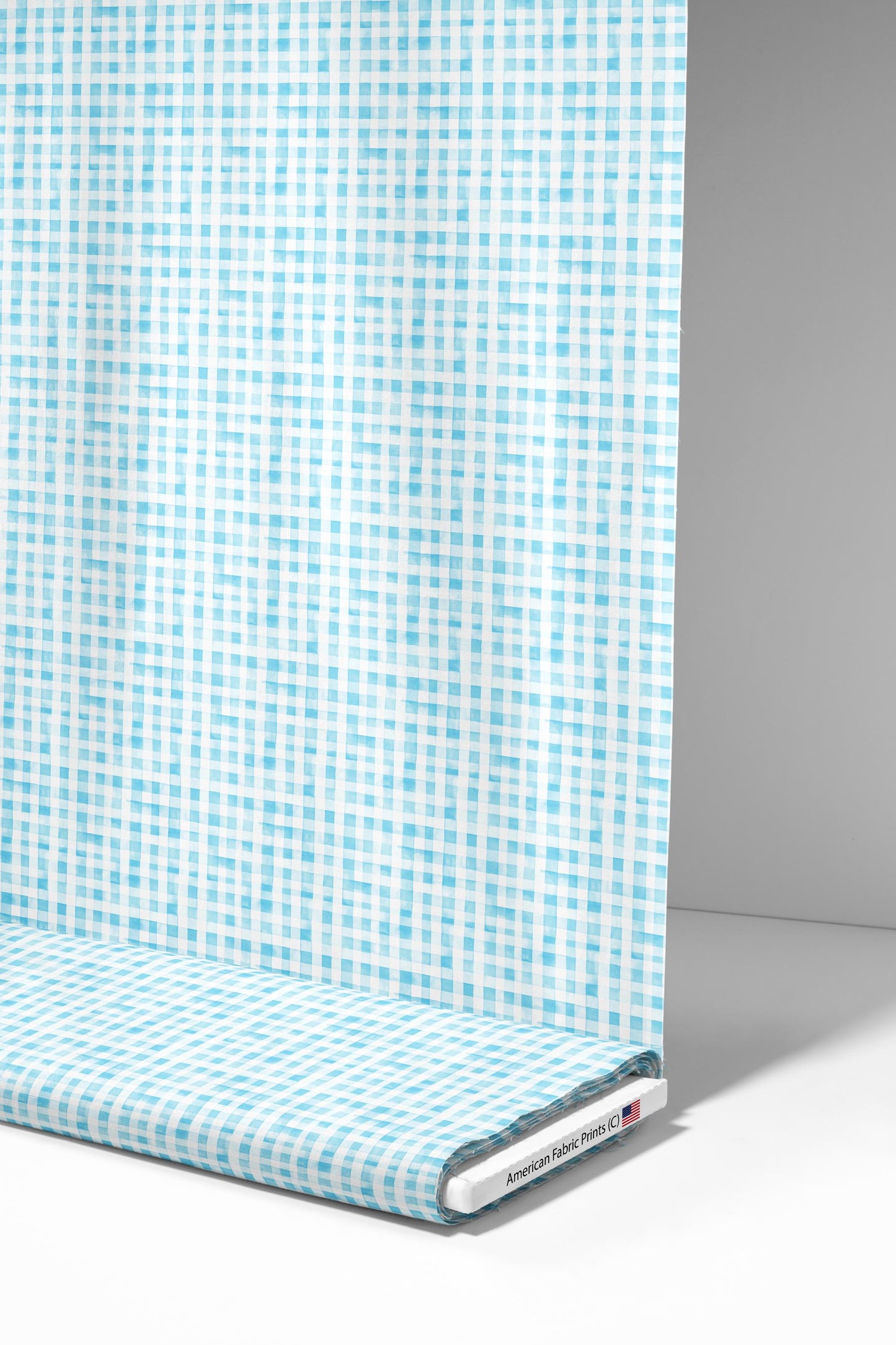 Preppy Watercolor Blue Plaid Fabric - Shop now at American Fabric Prints