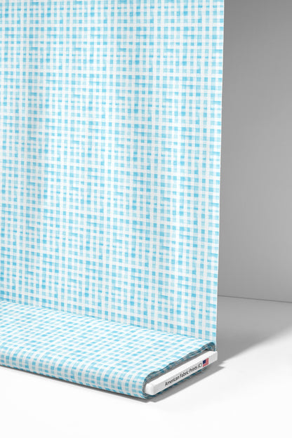 Preppy Watercolor Blue Plaid Fabric - Shop now at American Fabric Prints