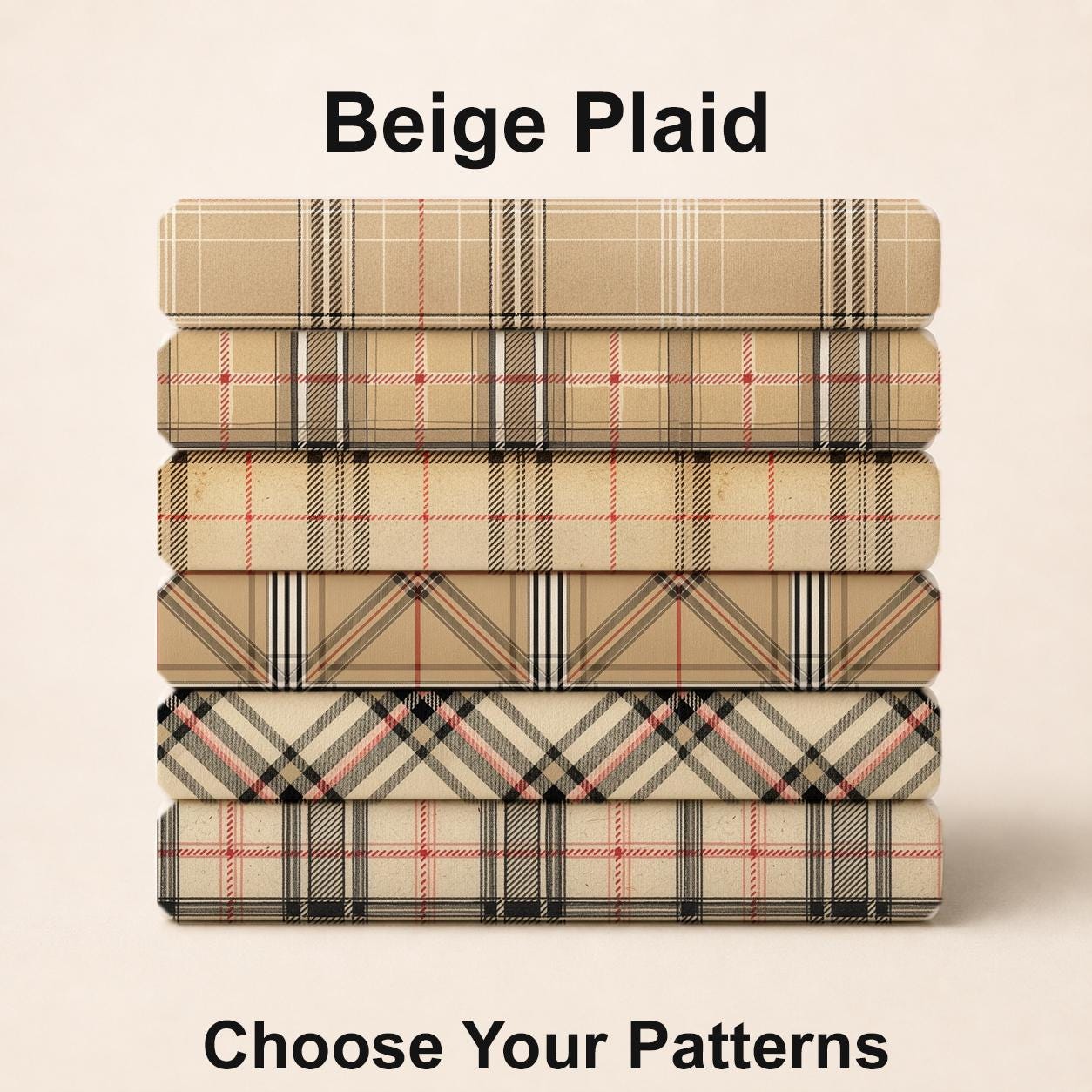 Beige Plaid Fabric Bundle Set - Shop now at American Fabric Prints