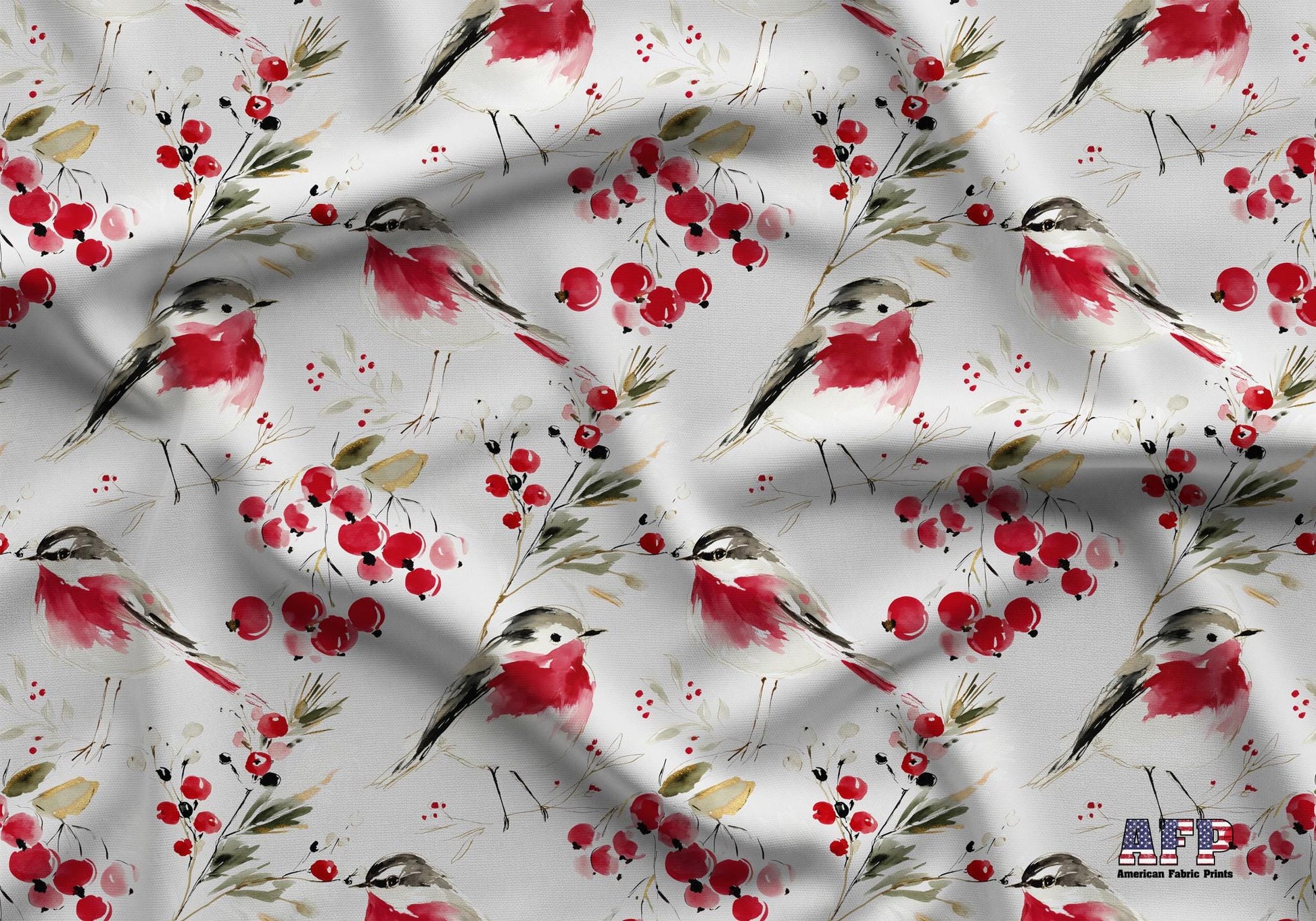 Christmas Bird Fabric - Shop now at American Fabric Prints