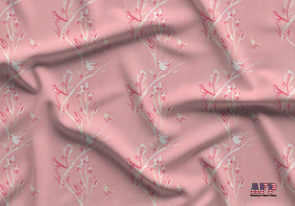 Sketchy Pink Birds Fabric - Shop now at American Fabric Prints