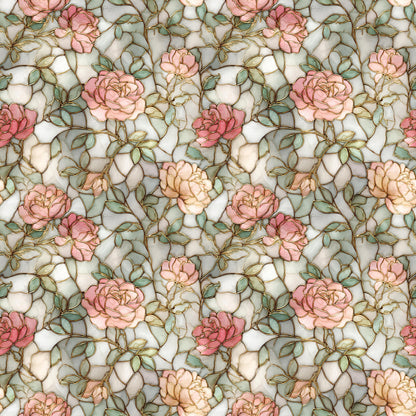 Stain Glass Pink Floral Fabric - Shop now at American Fabric Prints