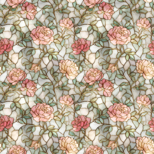 Stain Glass Pink Floral Fabric - Shop now at American Fabric Prints