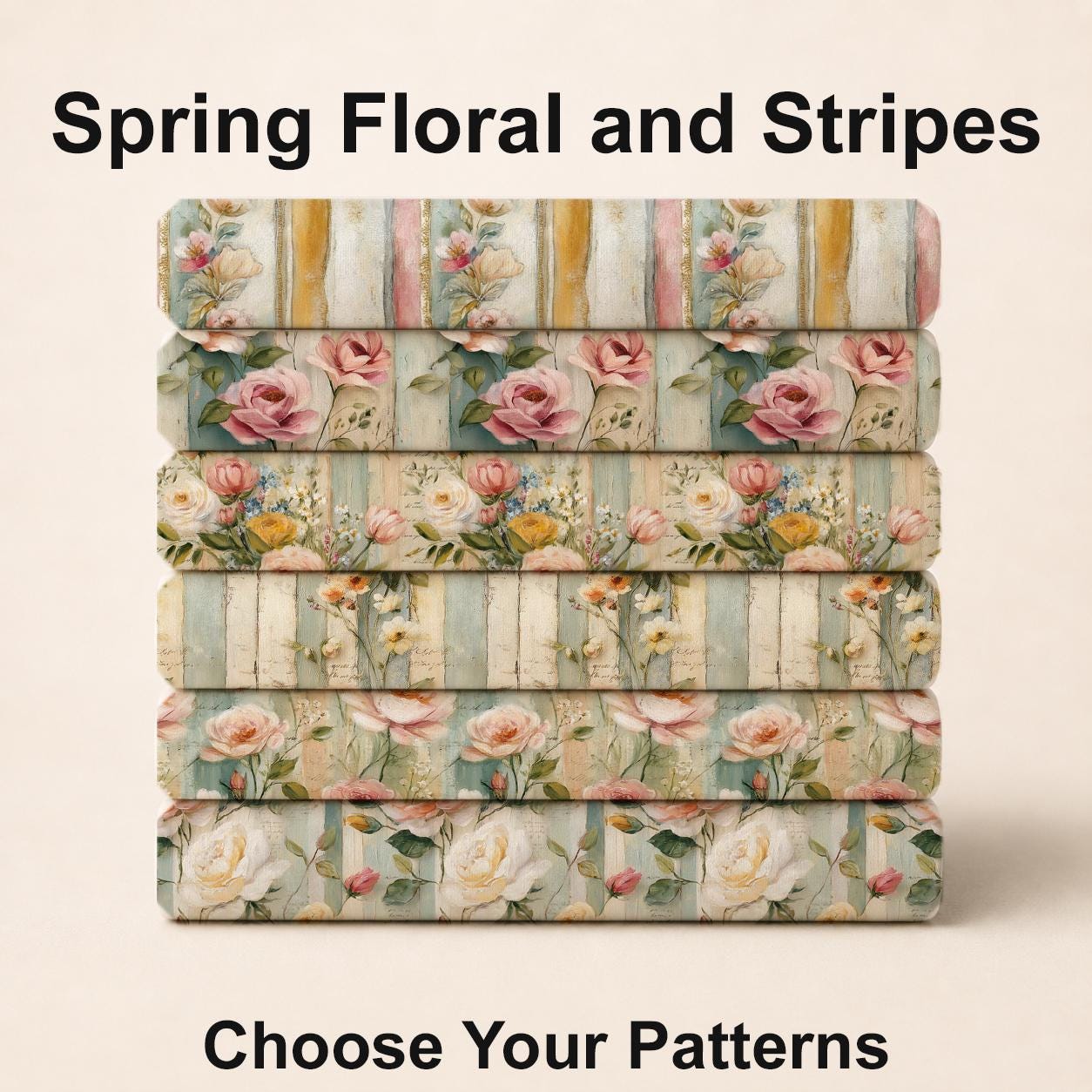 Spring Floral and Stripes Fabric Bundle Set - Shop now at American Fabric Prints