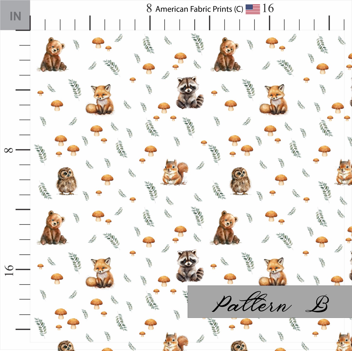 Woodland Animals Fabric | Sage Green | Gender Neutral Quilt Fabric | Forest Animals | Nursery Fabric | Baby Fabric | Cotton Fabric |