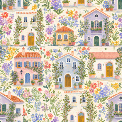 Mediterranean Floral Village Fabric - Shop now at American Fabric Prints