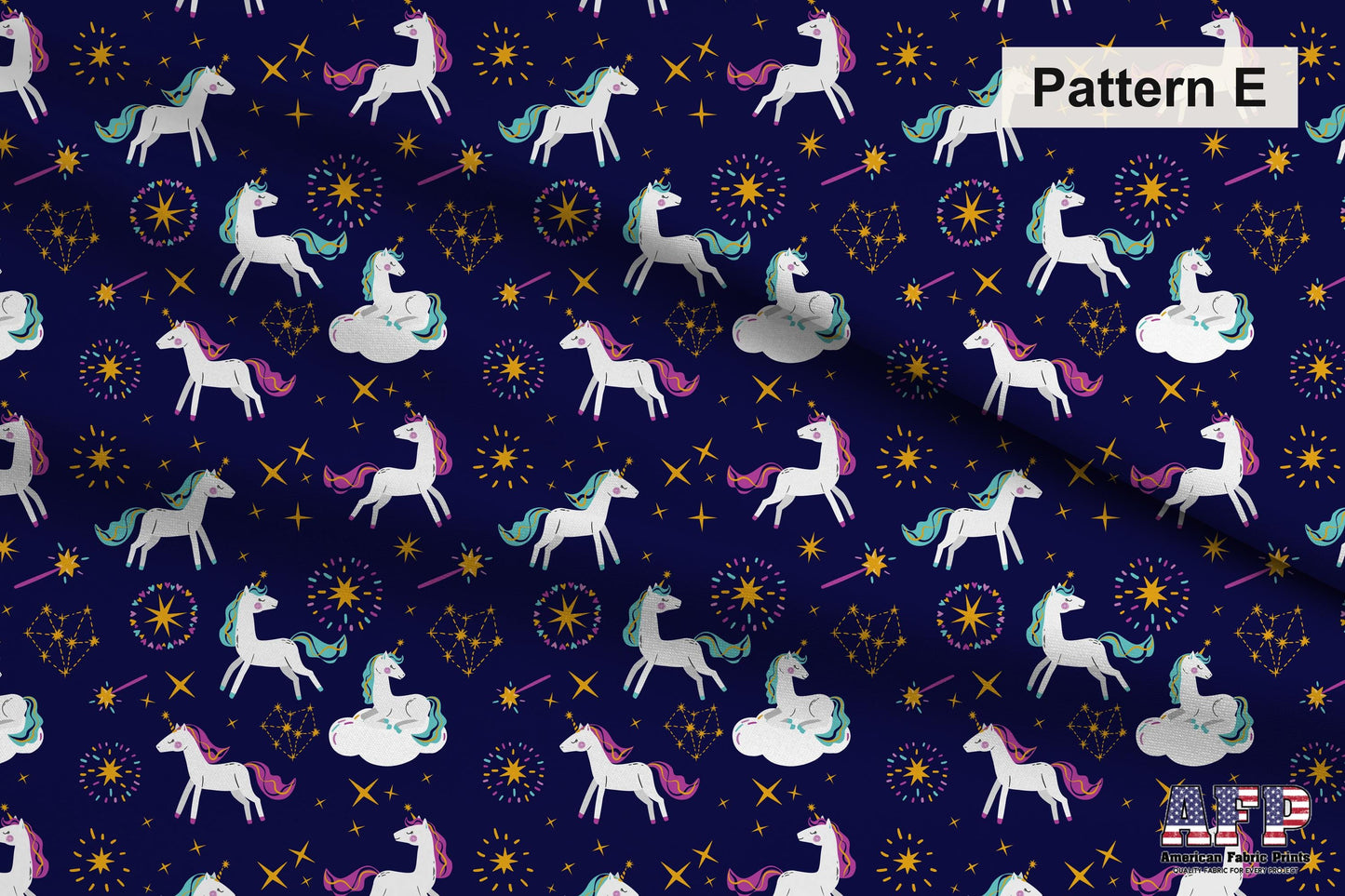Whimsical Unicorn Fabric Bundles. Choose Your Patterns. Pattern E. Shop now at American Fabric Prints.
