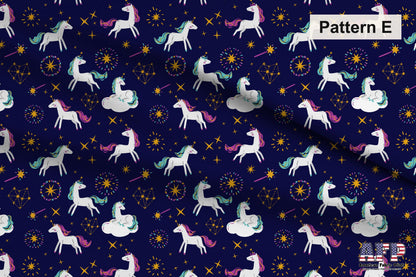 Whimsical Unicorn Fabric Bundles. Choose Your Patterns. Pattern E. Shop now at American Fabric Prints.