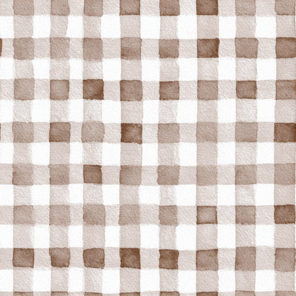 Watercolor Brown Gingham Fabric - Shop now at American Fabric Prints