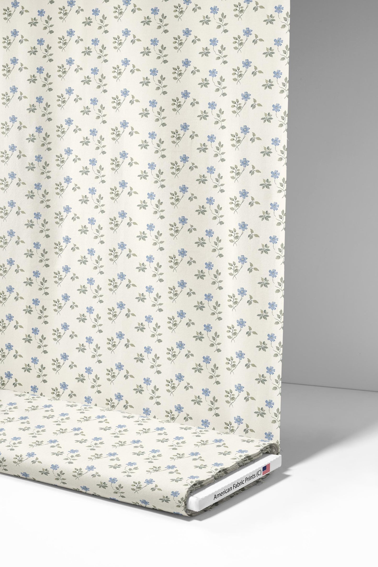 Simple Blue Flowers Fabric - Shop now at American Fabric Prints