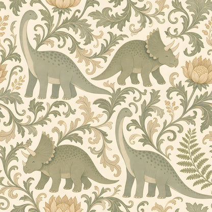 Dinosaur Damask Sage Green Fabric - Shop now at American Fabric Prints