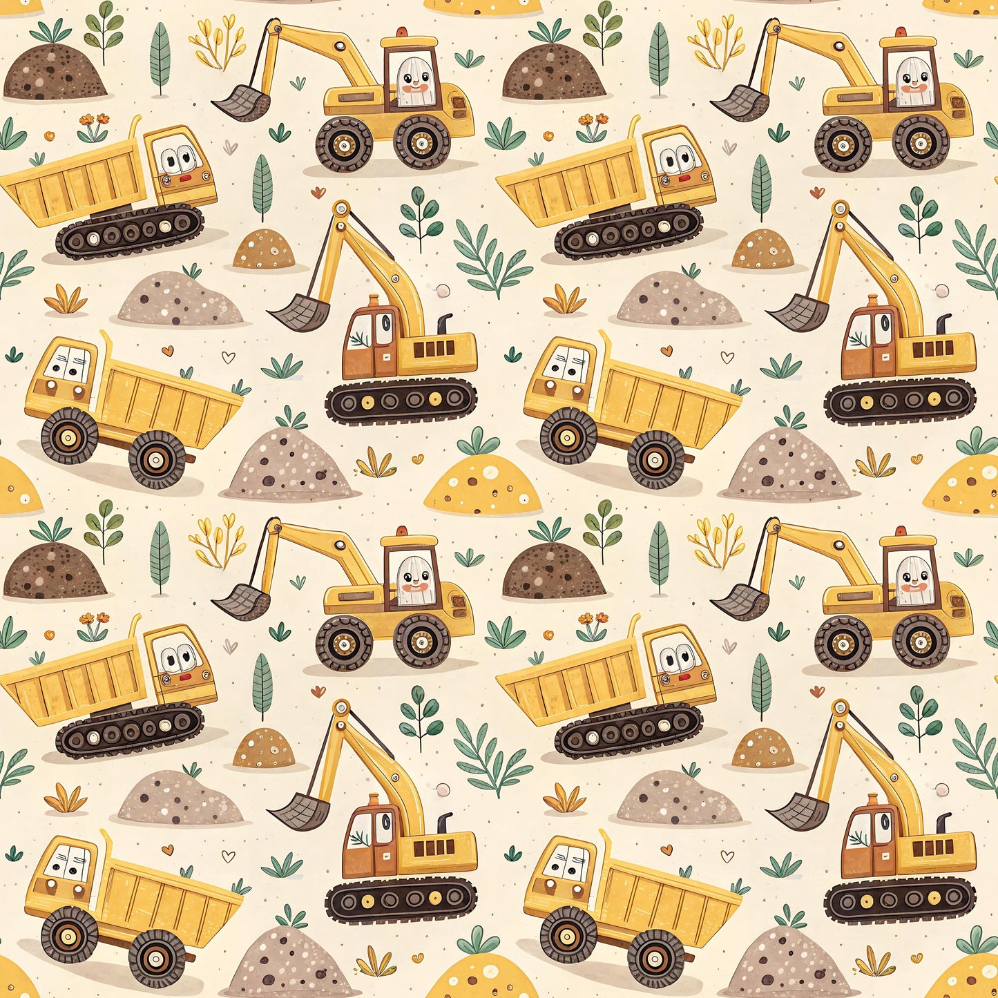 Dump Trucks and Excavators Fabric - Shop now at American Fabric Prints