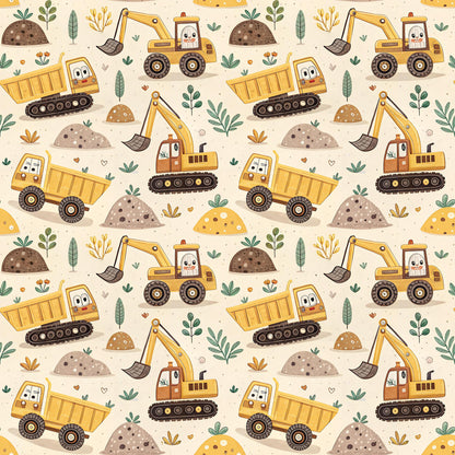 Dump Trucks and Excavators Fabric - Shop now at American Fabric Prints