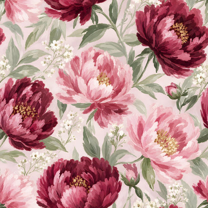 Burgundy Pink Peony Floral Fabric - Shop now at American Fabric Prints