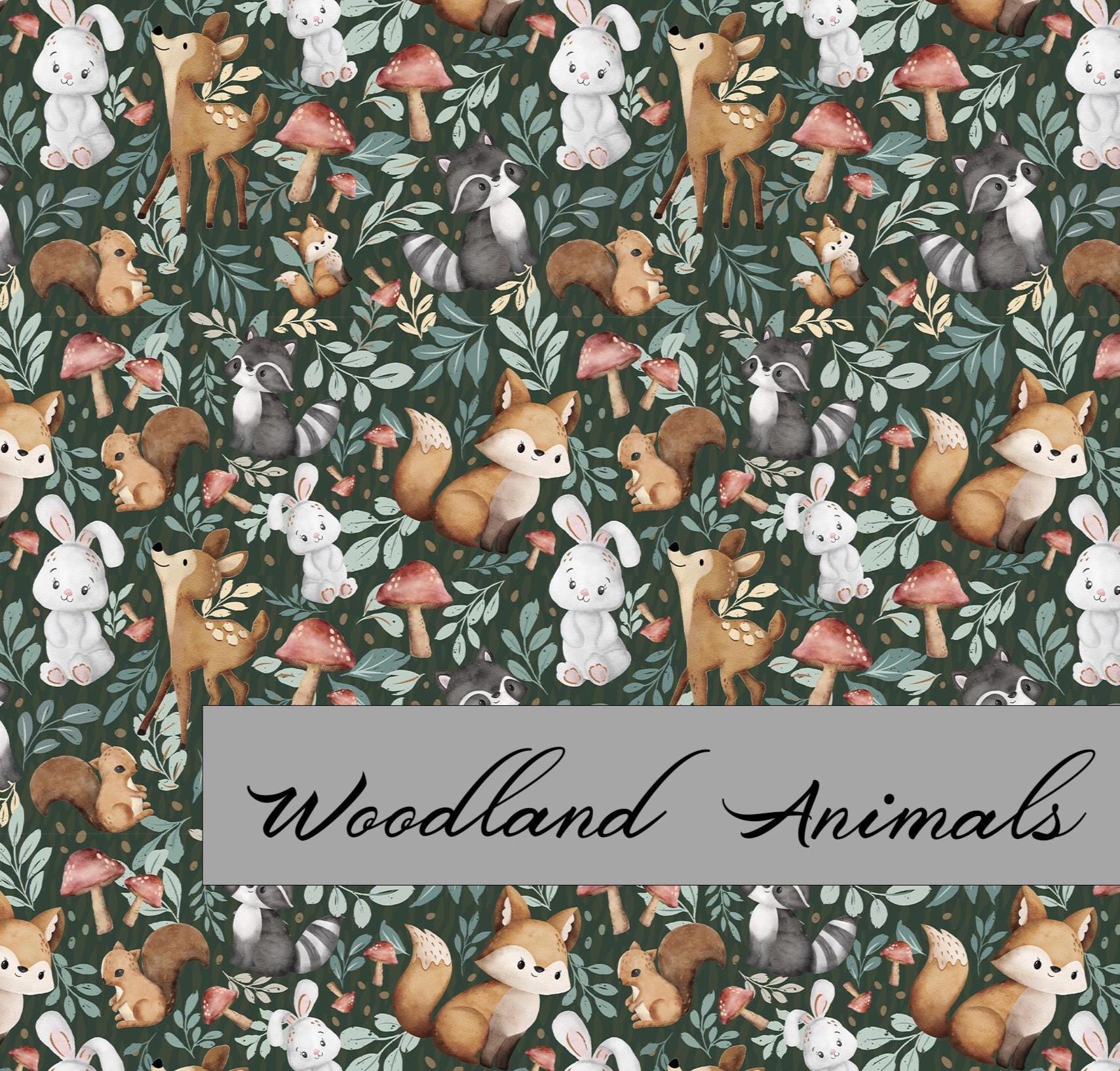 Whimsical Woodland Animals Pattern on Cotton Fabric. Available now at American Fabric Prints.
