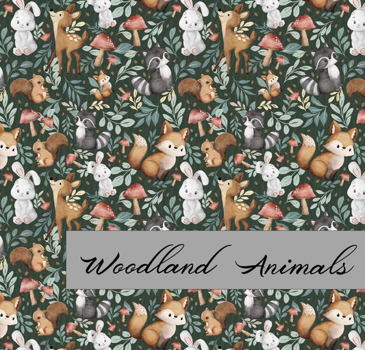 Whimsical Woodland Animals Pattern on Cotton Fabric. Available now at American Fabric Prints.
