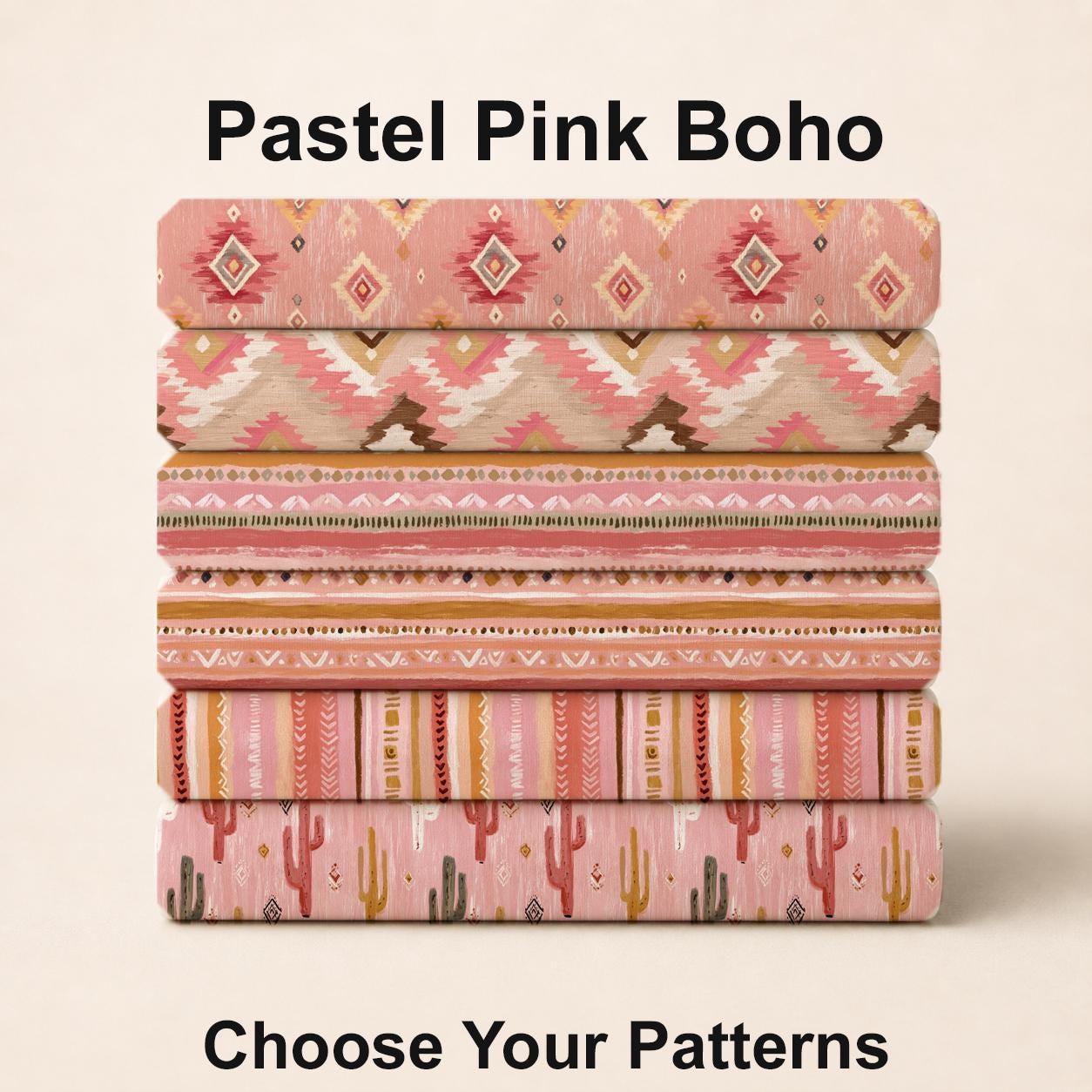 Pastel Pink Boho Fabric Bundle Set - Shop now at American Fabric Prints