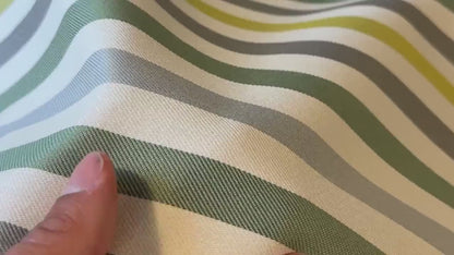 Striped Yellow, Green, and Gray Woven Fabric, Premium Upholstery Fabric, Performance Fabric with Stain Resistance, Seasonal Outdoor Fabric