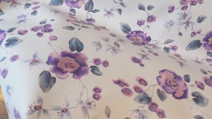 Purple Floral Vinyl Fabric, Floral Weatherproof Vinyl Fabric, Premium Upholstery Fabric, Marine Vinyl, Outdoor Vinyl Fabric with Flowers