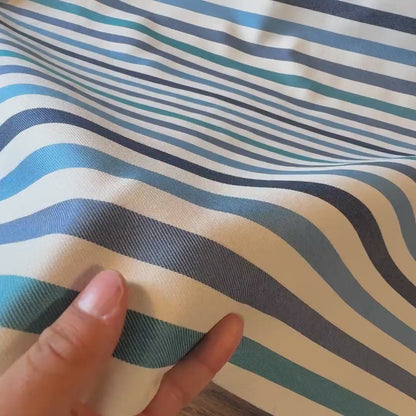 Striped Blue Woven Fabric, Varying Shades of Blue, Premium Upholstery Fabric, Performance Fabric, Seasonal Outdoor Fabric, Blue Navy Teal